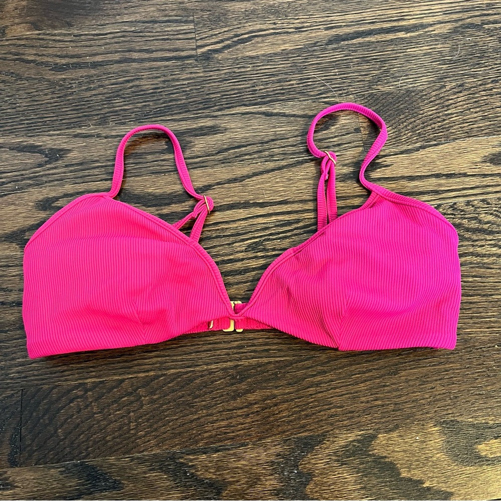 L*Space Helena Bikini Top fuchsia hot pink swim suit small ribbed